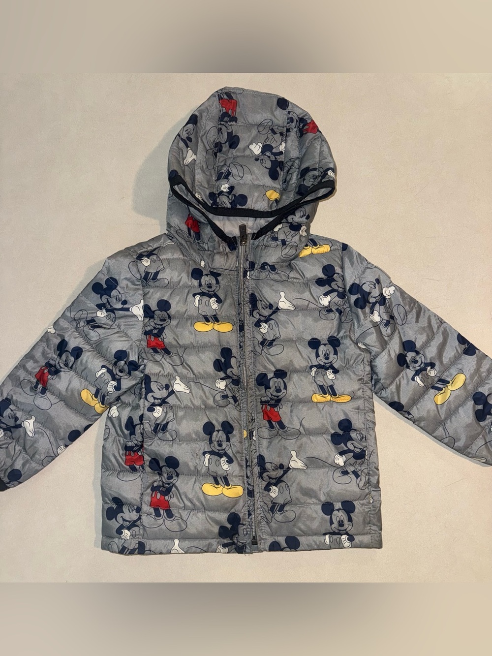 Gap x Disney Kids Puffer Coat 3 Toddler Mickey Mouse Gray Fall Winter Jacket